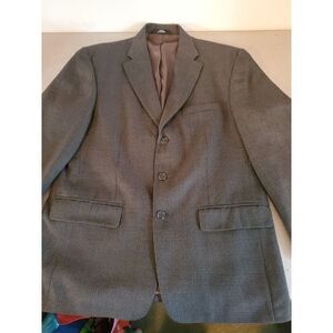 Haggar Sport Coat‎ Mens Sz 40 3 Button Black Silver Houndstooth Wool Blend